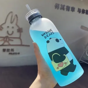 Panda Bear Water Bottle with Straw